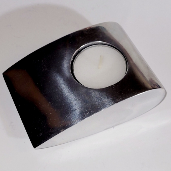 Tealight Candle Holder, Silver-tone Metal, Solid - Picture 6 of 7